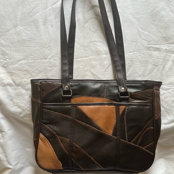 Faux leather patch work purse - Picture 2 of 5